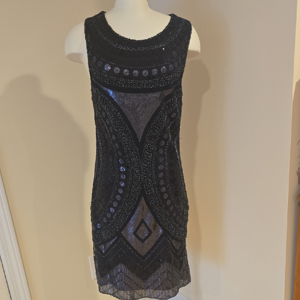 Molly Bracken Navy Blue Embellished Mini Dress